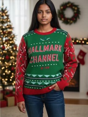 Hallmark Green and Red Crewneck Sweater